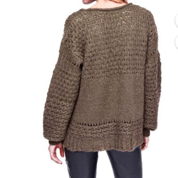 Free People  *Crashing Waves Pullover Sweater Brown Knit Relaxed Womens  Small - Picture 13 of 13